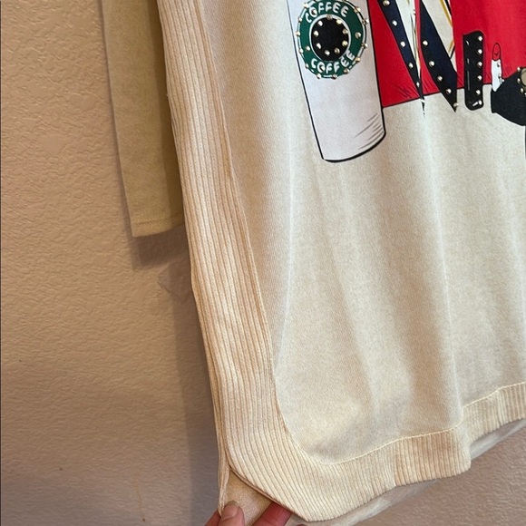 Cream Graphic 3/4 Sleeve Tunic Top - Picture 6 of 9